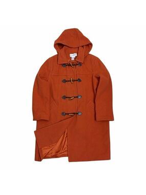 VINTAGE JG HOOK Pea Coat 90s Orange WOOL Retro Long Trench Womens 18